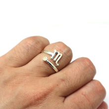 Load image into Gallery viewer, Silver Zodiac Ring with Birthstone