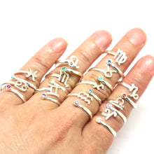 Load image into Gallery viewer, Silver Zodiac Ring with Birthstone