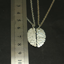 Load image into Gallery viewer, Silver Brain Neuroscience Couple Necklace for Neurologist