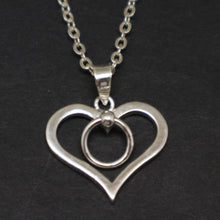 Load image into Gallery viewer, Silver Ring of O Heart Bdsm Necklace Pendant
