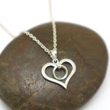 Load image into Gallery viewer, Silver Ring of O Heart Necklace Pendant