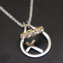 Load image into Gallery viewer, Silver Cross Ring Holder Necklace