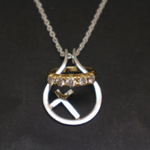Load image into Gallery viewer, Silver Cross Ring Holder Necklace