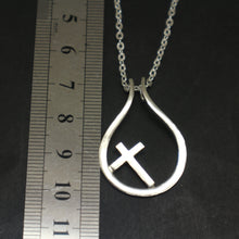 Load image into Gallery viewer, Silver Cross Ring Holder Necklace