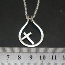 Load image into Gallery viewer, Silver Cross Ring Holder Necklace
