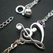 Load image into Gallery viewer, Silver Music Note Heart Bracelet
