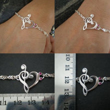 Load image into Gallery viewer, Silver Music Note Heart Bracelet