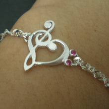 Load image into Gallery viewer, Silver Music Note Heart Bracelet