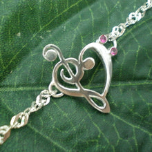 Load image into Gallery viewer, Silver Music Note Heart Bracelet