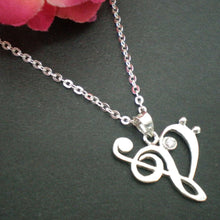 Load image into Gallery viewer, Treble and Bass Clef Heart Necklace