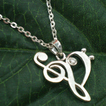Load image into Gallery viewer, Treble and Bass Clef Heart Necklace