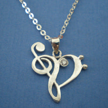 Load image into Gallery viewer, Treble and Bass Clef Heart Necklace