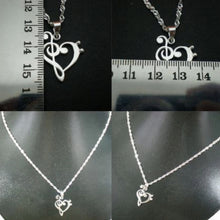 Load image into Gallery viewer, Silver Music Note Heart Necklace
