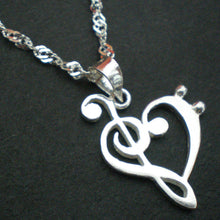 Load image into Gallery viewer, Silver Music Note Heart Necklace