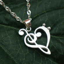 Load image into Gallery viewer, Silver Music Note Heart Necklace