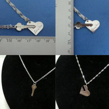Load image into Gallery viewer, SIlver Key and heart necklaces for couples