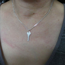 Load image into Gallery viewer, SIlver Key and heart necklaces for couples