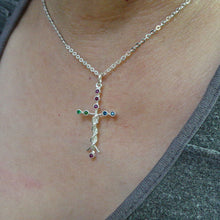 Load image into Gallery viewer, Silver Laminin Cross Necklace