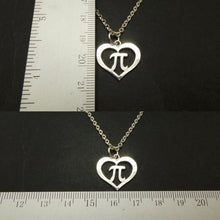 Load image into Gallery viewer, Silver Heart Math PI Necklace