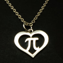 Load image into Gallery viewer, Silver Heart Math PI Necklace