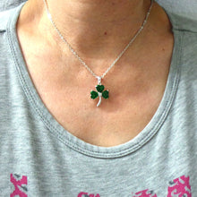 Load image into Gallery viewer, Silver Irish Green Silver Shamrock Necklace