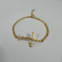 Load image into Gallery viewer, Silver Laminin Cross Bracelet