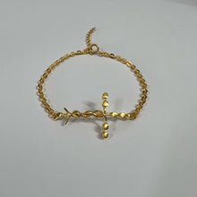 Load image into Gallery viewer, Silver Laminin Cross Bracelet