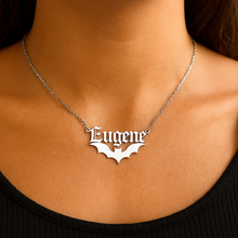 Load image into Gallery viewer, Personalised Gothic Name Bat Necklace
