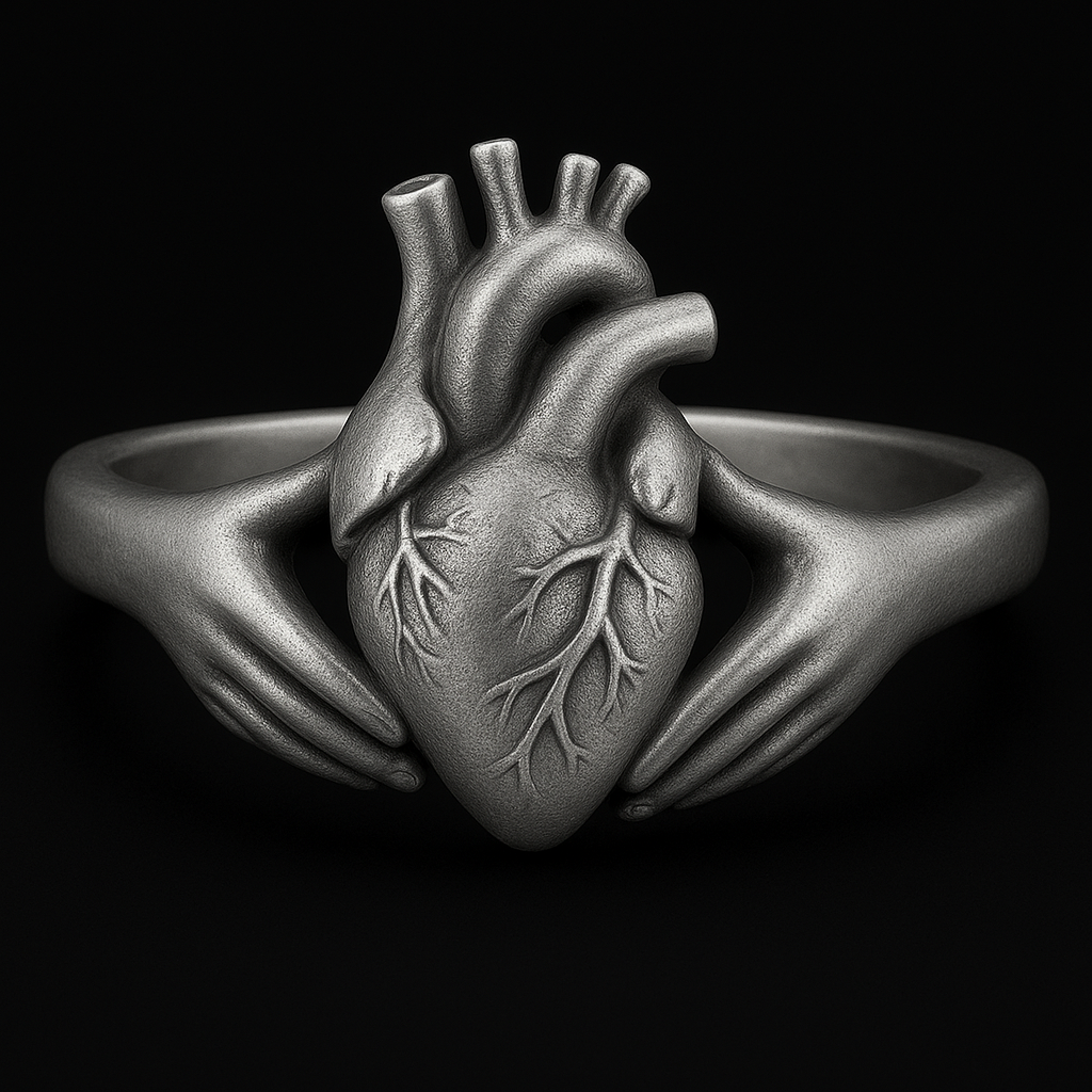 Anatomical Heart Claddagh Ring