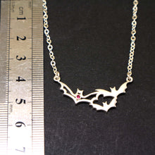 Load image into Gallery viewer, Silver Mother Daughter Bat Necklace
