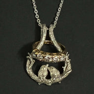 Bird Kissing Ring Holder Necklace
