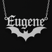 Load image into Gallery viewer, Personalised Gothic Name Bat Necklace
