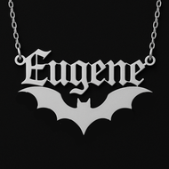 Personalised Gothic Name Bat Necklace