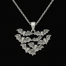Load image into Gallery viewer, Silver Bat Heart Necklace
