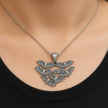 Load image into Gallery viewer, Silver Bat Heart Necklace
