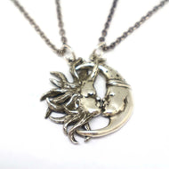 Sun and Moon Kissing Silver Couple Necklaces
