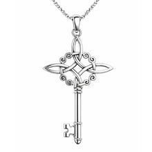 Load image into Gallery viewer, Silver Witch Knot Key Necklace
