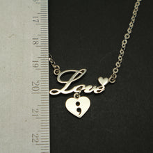 Load image into Gallery viewer, Love Dangle Heart Semicolon Necklace
