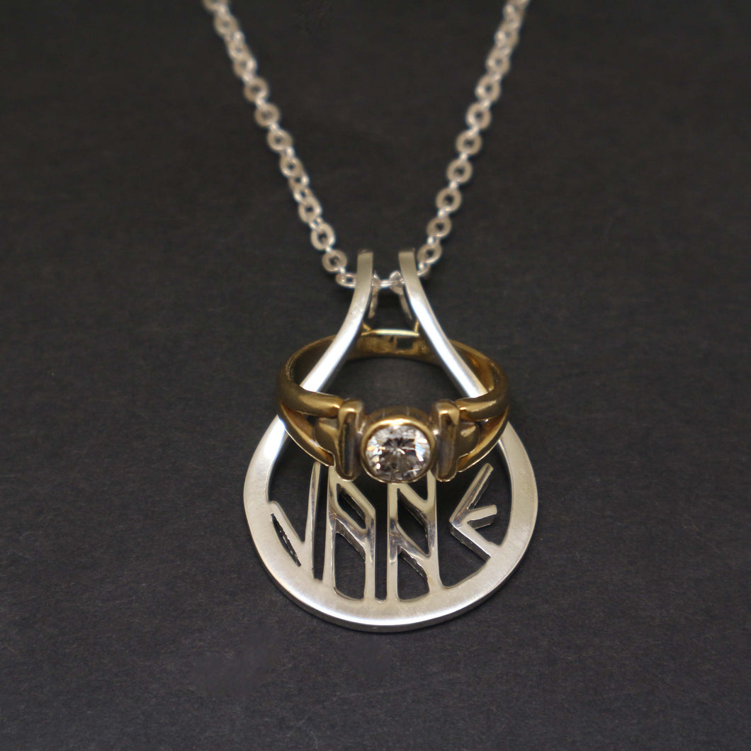 Personalized Rune Ring Holder Necklace