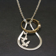 Butterfly Mother Daughter Ring Holder Necklace