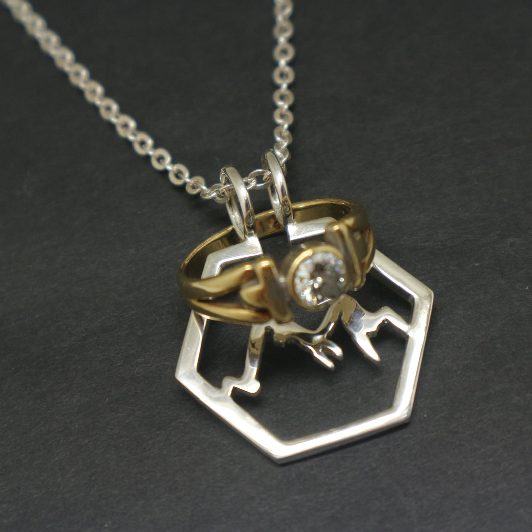 Hexagon Mountain Ring Holder Necklace