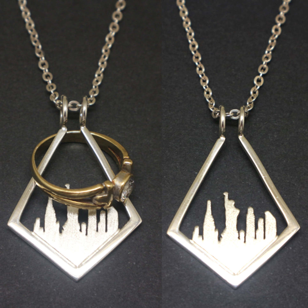 New York Skyline Ring Holder Necklace