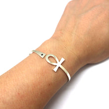 Load image into Gallery viewer, Silver Ankh Bangle
