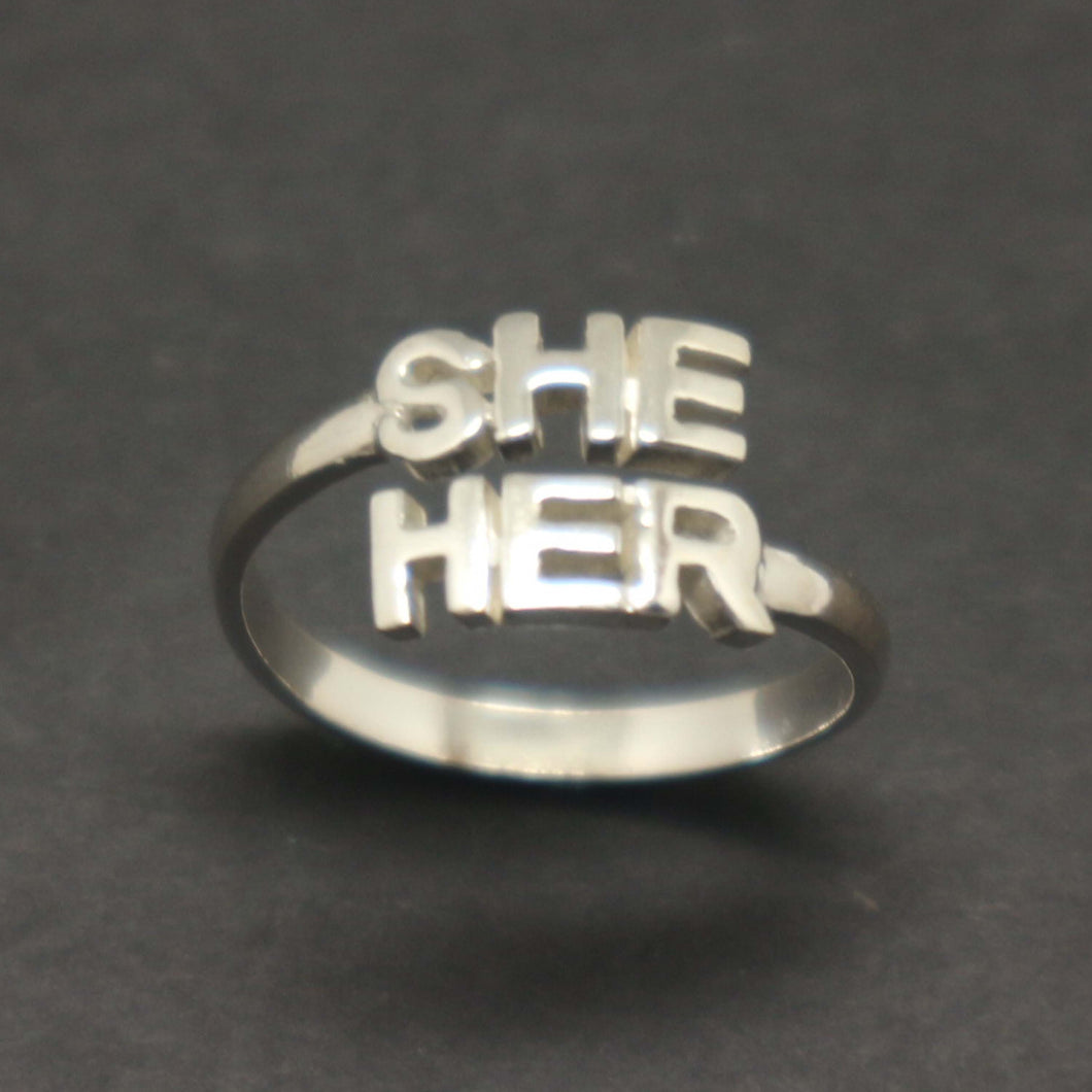 She and Her Gender Pronouns Ring