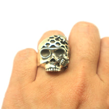 Load image into Gallery viewer, Skull and Honeycomb Bee Ring
