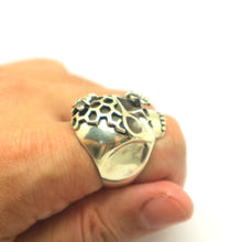 Load image into Gallery viewer, Skull and Honeycomb Bee Ring
