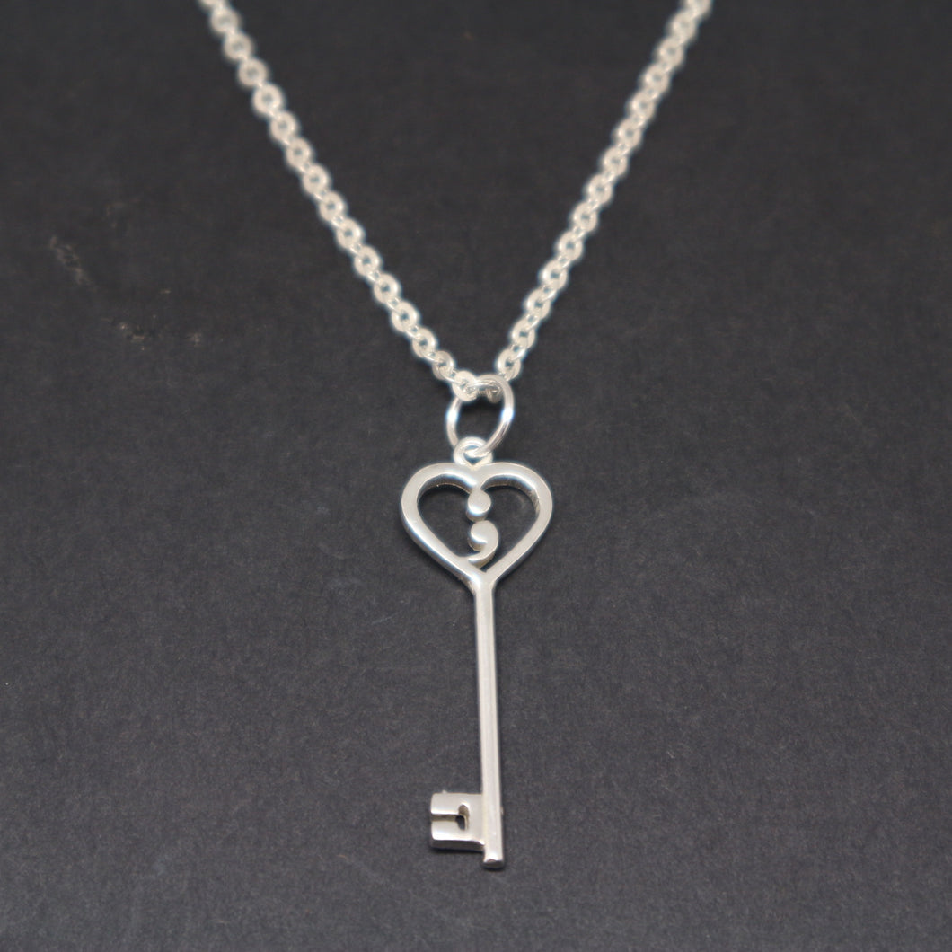 Silver Semicolon Key Necklace