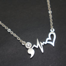 Load image into Gallery viewer, Semicolon Heartbeat Necklace
