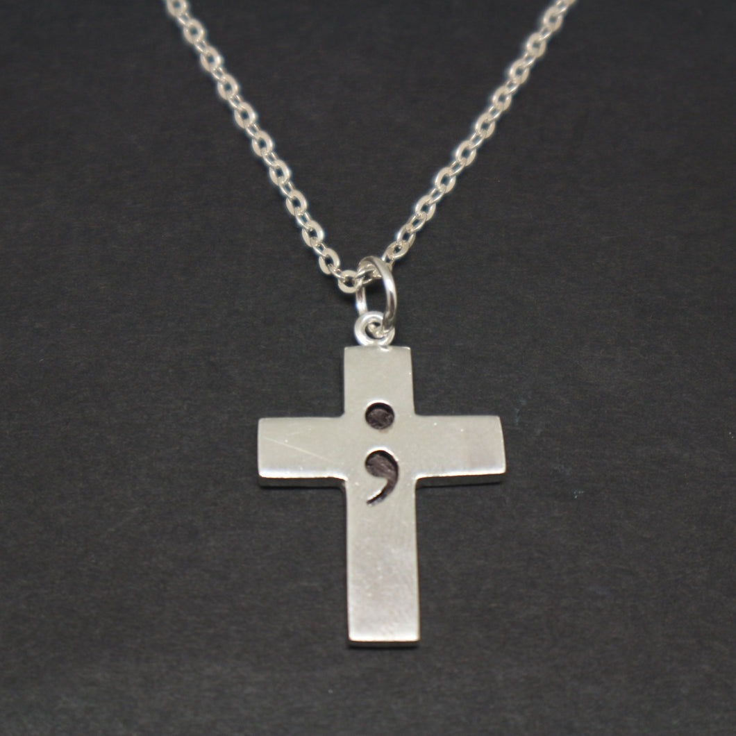 Semicolon Cross Necklace
