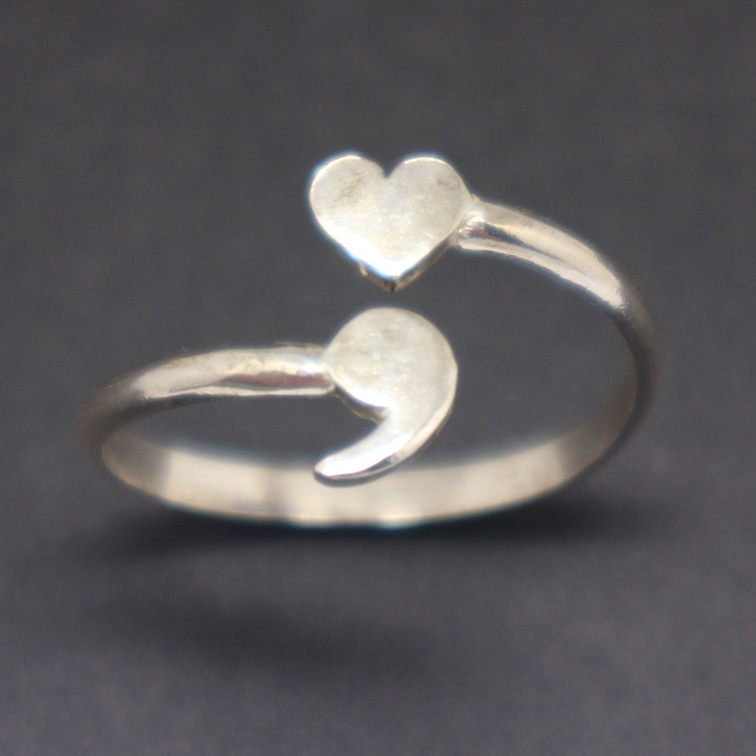 Heart Semicolon Ring Sterling Silver